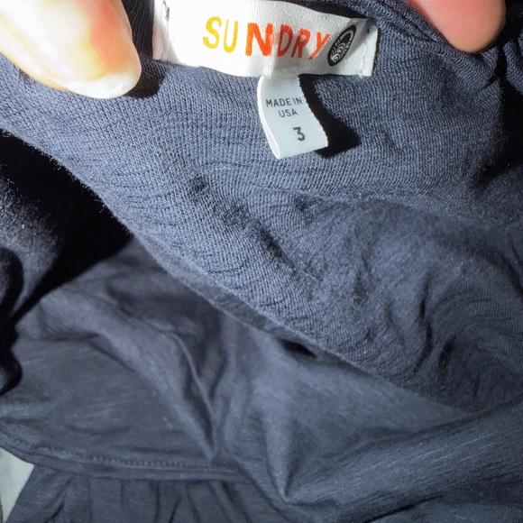 SUNDRY Women’s Navy Blue Cotton Halter Tie Mini Dress EUC Size 3, Large - Picture 3 of 6